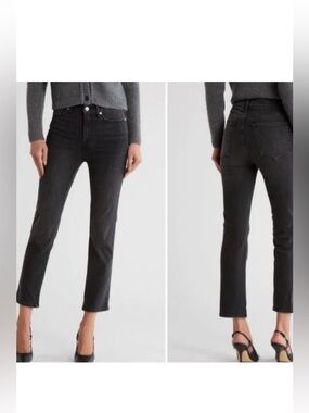 FRAME Denim Le High Straight Ankle Jean Super Stretch Black 24 MSRP $230 NWT
